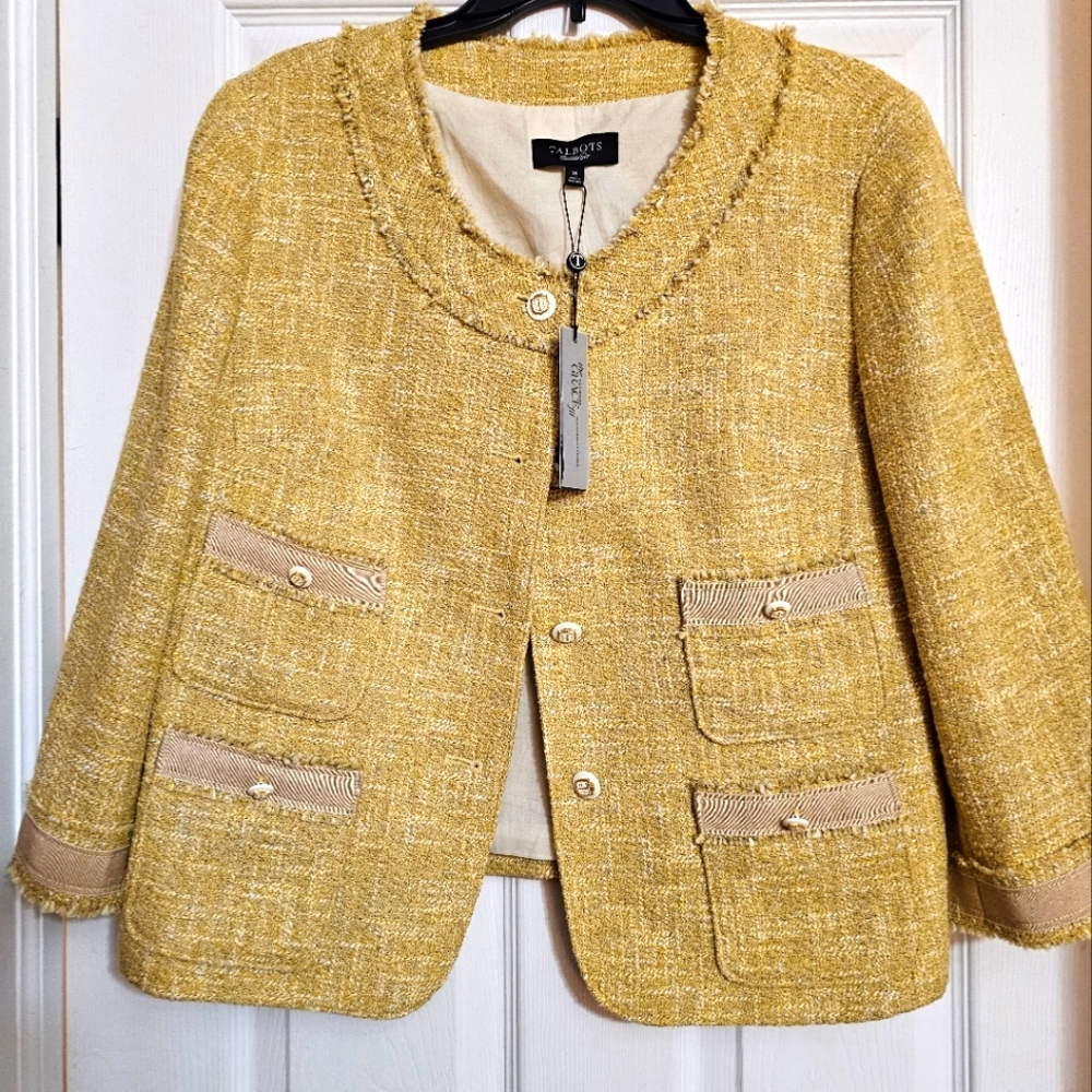 Tweed mustard yellow blazer size 16